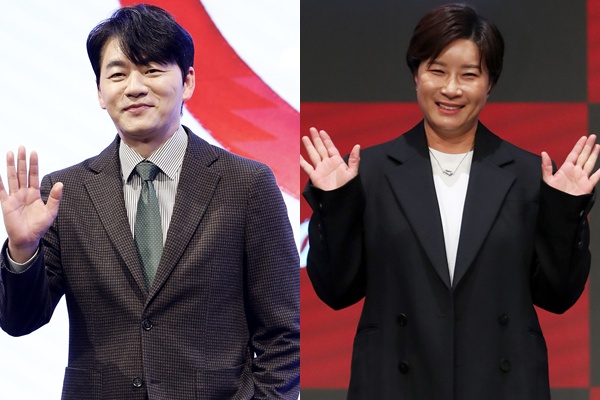 ▲배우 김승수(왼), 전 골프선수 박세리. (뉴시스)