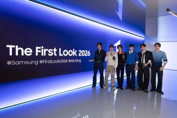 ▲라이즈가 미국 라스베이거스에서 열린 'CES 2026 삼성 더 퍼스트룩 2026'에 참석했다.(사진제공=SM엔터테인먼트)