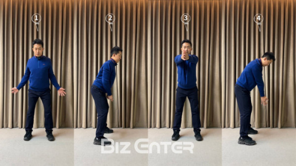 ▲조진형의 마스터 골프 어드레스 ‘앞으로 나란히’(비즈엔터DB)