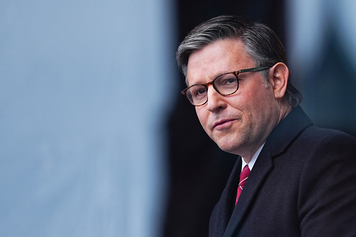 ▲마이크 존슨 미국 하원의장이 1월 23일(현지시간) 미국 워싱턴D.C.에서 연설을 하고 있다. 워싱턴D.C./로이터연합뉴스