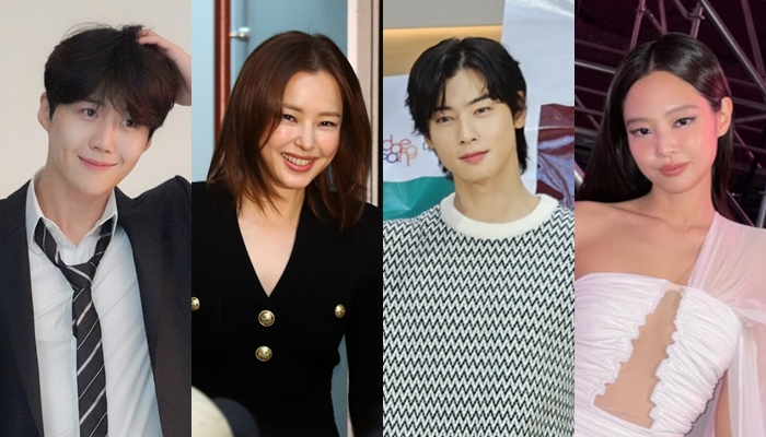 ▲왼쪽부터 배우 김선호, 이하늬, 차은우, 가수 제니. (출처=이투데이DB, 뉴시스, 솔트엔터테인먼트, 제니SNS)