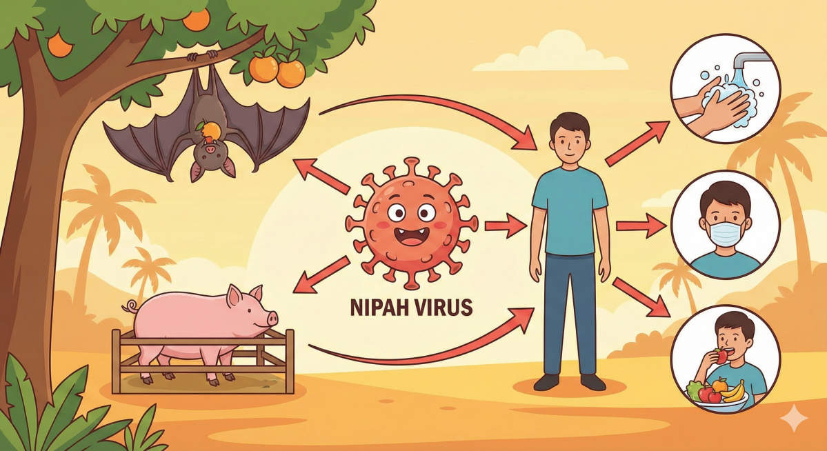 ▲'니파 바이러스' 공포…설 명절 동남아 여행 비상, 니파 바이러스 확산에 증상·치료제 등 촉각 (출처=제미나이 나노바나나 AI 기반 편집 이미지)