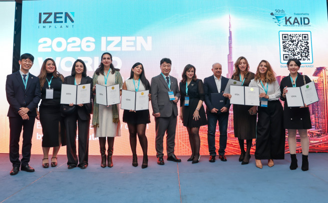 ▲이젠임플란트는 아랍에미리트(UAE) 두바이 두짓타니(Dusit Thani) 호텔에서 개최한 ‘2026 이젠 월드 미팅 두바이’를 전 세계 20여 개국 치과 의료 전문가와 관계자 300여 명이 참석한 가운데 성황리에 마무리했다. (사진제공 = 이젠임플란트)