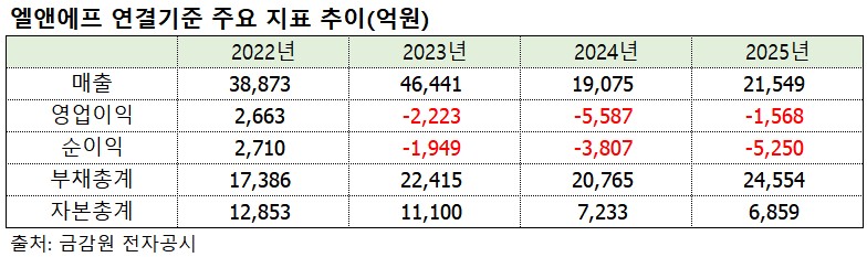 ▲엘앤에프 연결기준 주요 지표 추이. (출처=금감원 전자공시)