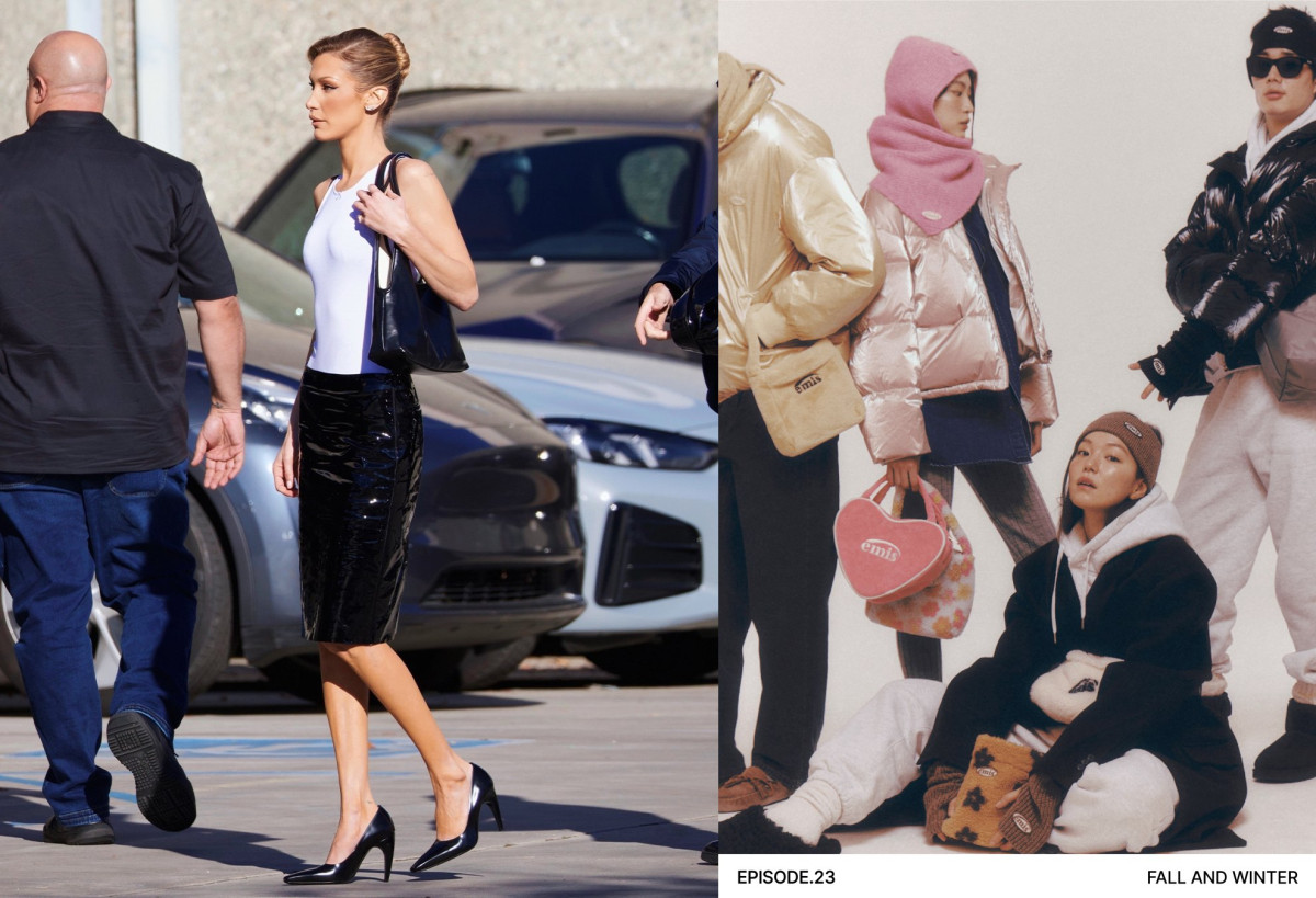 ▲벨라 하디드가 스탠드오일 제품을 착용한 모습(왼쪽)과 이미스 화보. (사진제공=각사)