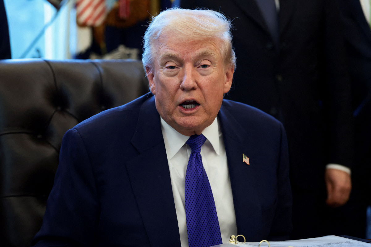 ▲도널드트럼프 미국 대통령이 2일(현지시간) 워싱턴D.C.에서 연설을 하고 있다. 워싱턴D.C./로이터연합뉴스