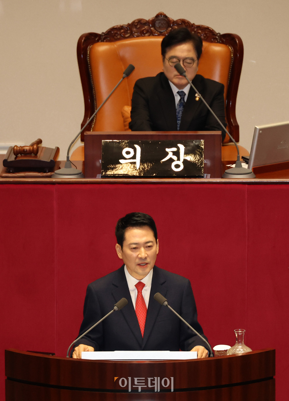 ▲장동혁 국민의힘 대표가 4일 서울 여의도 국회에서 열린 본회의에서 교섭단체 대표연설을 하고 있다. 고이란 기자 photoeran@