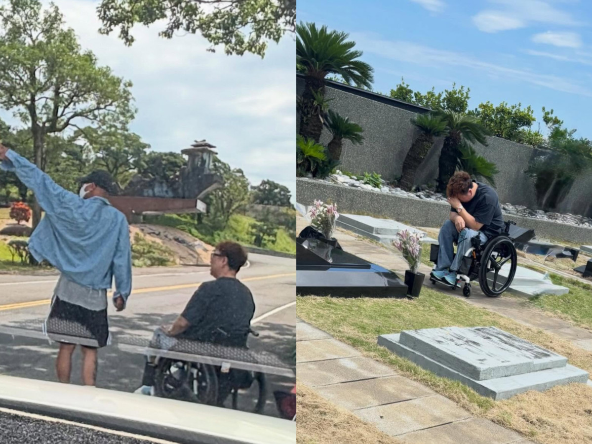 ▲지난해 여름 고 서희원의 묘지를 찾은 강원래와 구준엽 (사진제공 = 강원래 SNS 캡처)