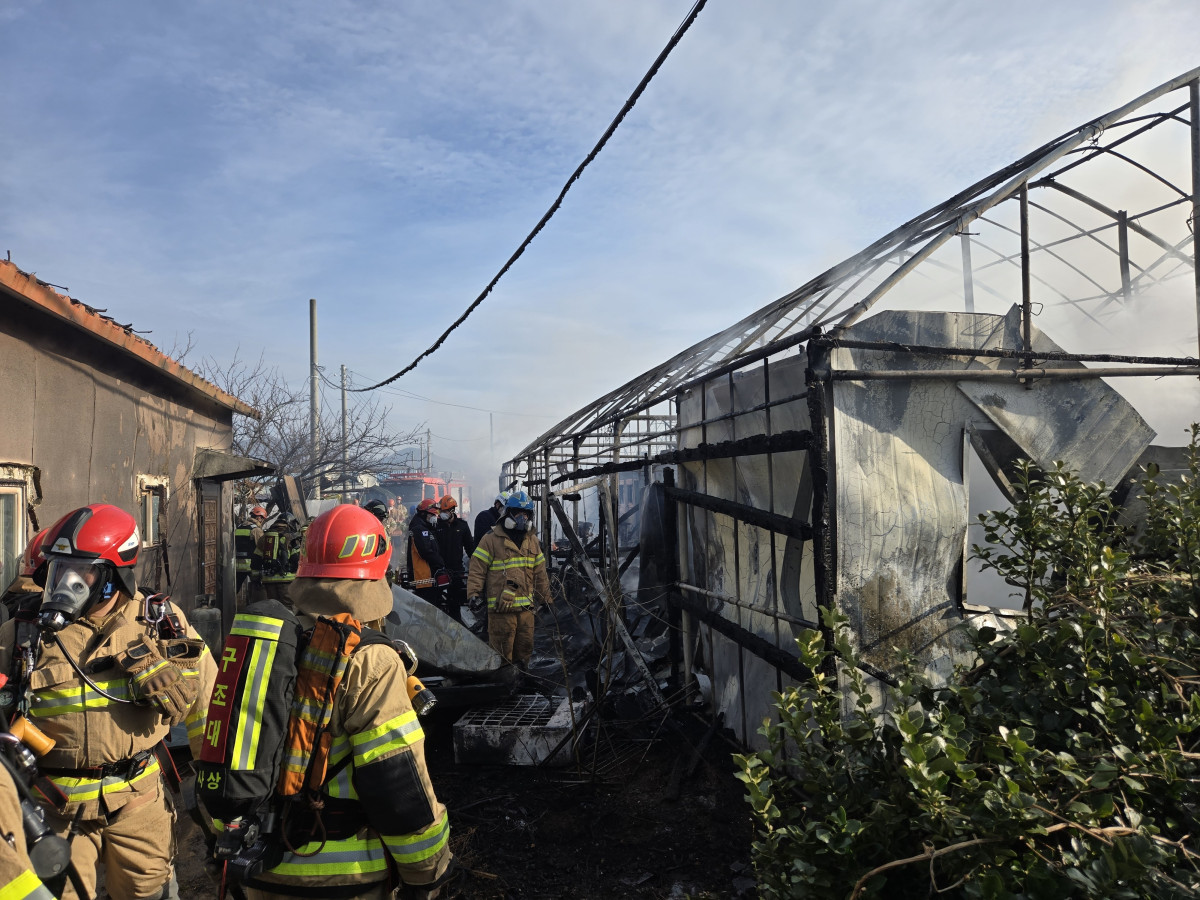 ▲수원 냉동창고 화재…부산 비닐하우스 작업장 화재 현장서 1명 숨져 (사진제공=부산소방재난본부 )