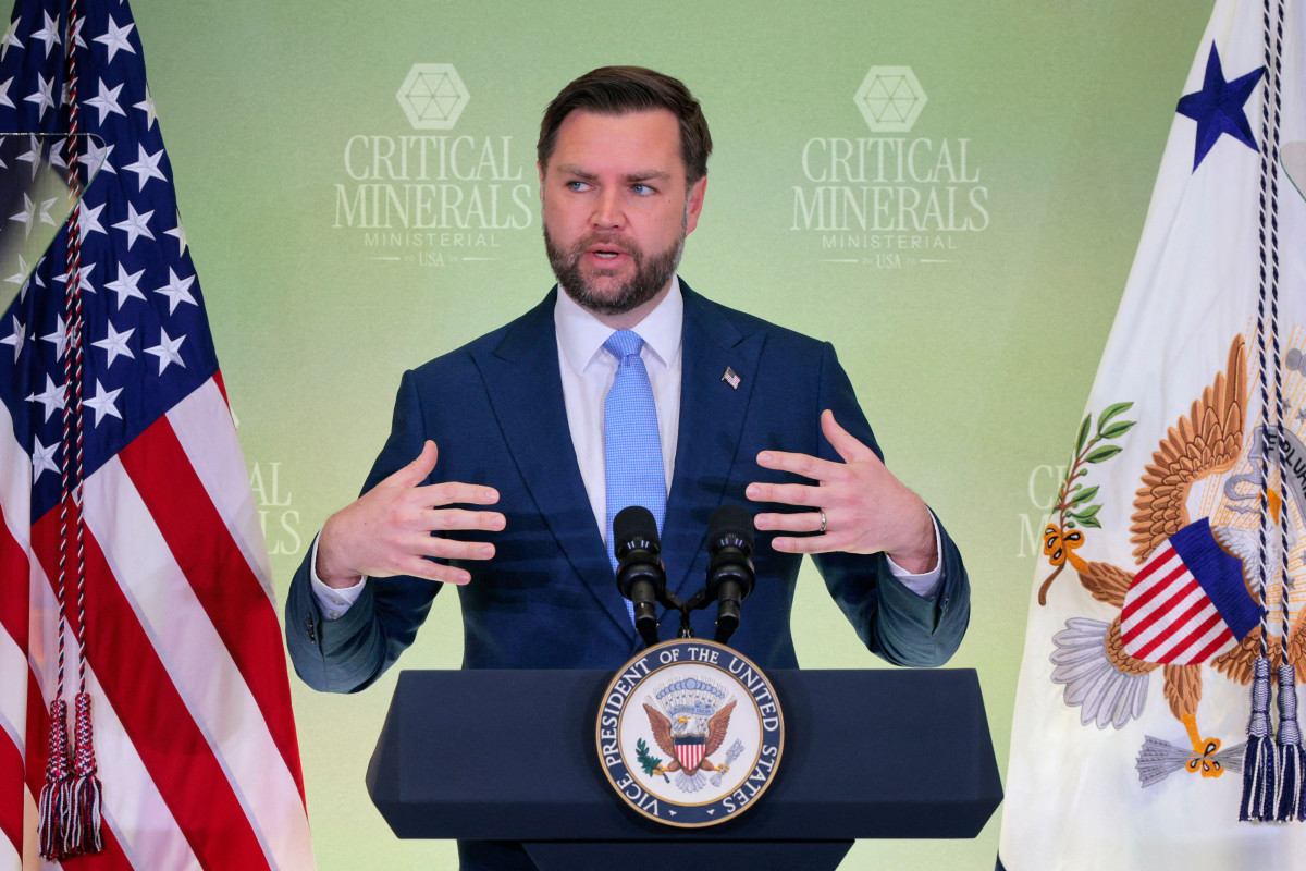 ▲핵심광물 장관급 회의에서 발언하는 밴스 부통령.  (워싱턴D.C./AP연합뉴스)