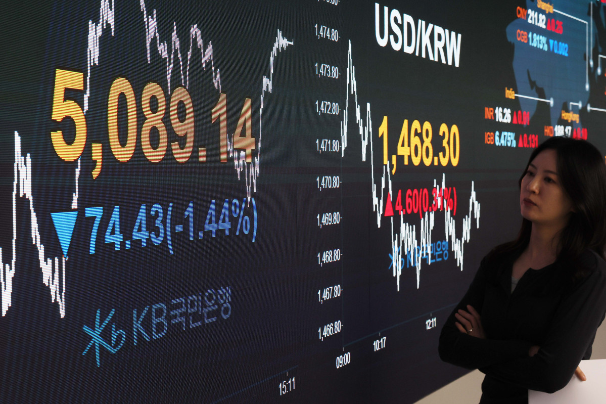 ▲오전 한때 5% 넘게 하락하며 4900선을 밑돌았던 코스피가 낙폭을 일부 만회한 채 장을 마친 6일 서울 여의도 KB국민은행 딜링룸 모니터에 코스피 등 시황이 표시되고 있다. 이날 코스피는 전일 종가 대비 74.43포인트(1.44%) 내린 5089.14로 거래를 마쳤다. 코스닥은 전일 대비 27.64포인트(2.49%) 하락한 1080.77로 마감했다. 서울외환시장에서 원·달러 환율은 전일 오후 3시 30분 주간종가 대비 0.5원 오른 1469.5원을 기록했다. 신태현 기자 holjjak@