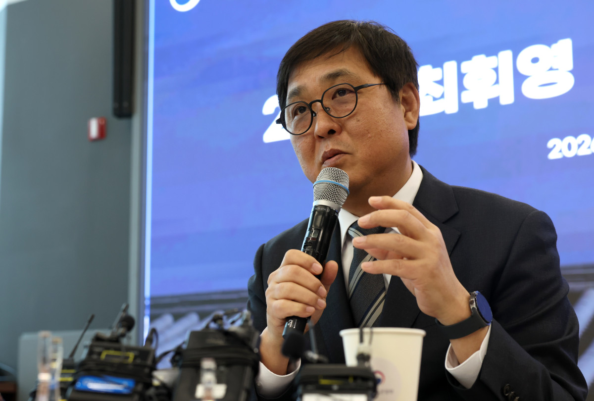 ▲최휘영 문화체육관광부 장관이 12일 서울 서대문구 모두예술극장에서 출입기자 간담회를 갖고 발언을 하고 있다. (사진제공=문체부)