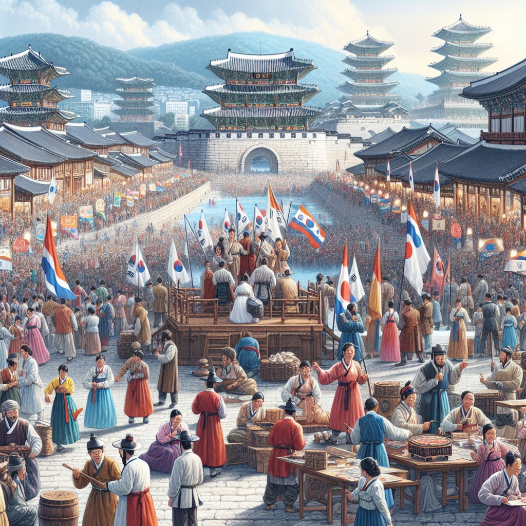 ▲수원을 배경으로 한 정치 캠페인 장면을 사실적이고 자세하게 표현한 그림이미지 (김재학 기자·오픈AI 달리)