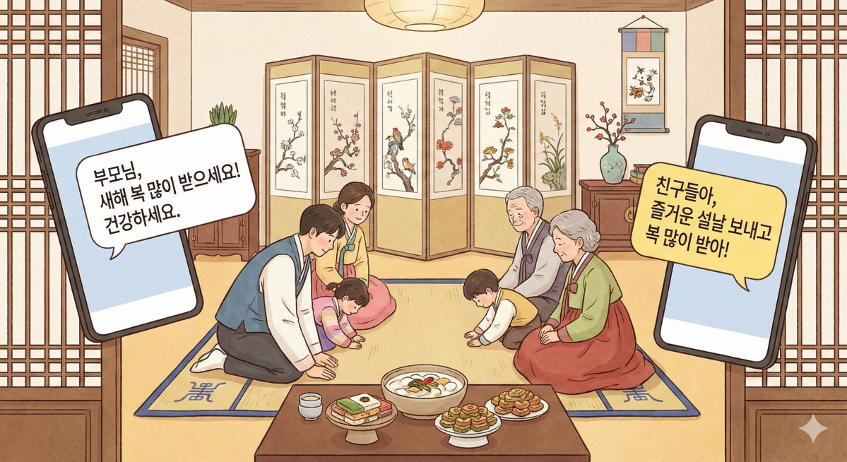 ▲2026 설 인사말 고민 끝…설날 안부문자 문구 총정리 (출처=제미나이 나노바나나 AI 기반 편집 이미지)
