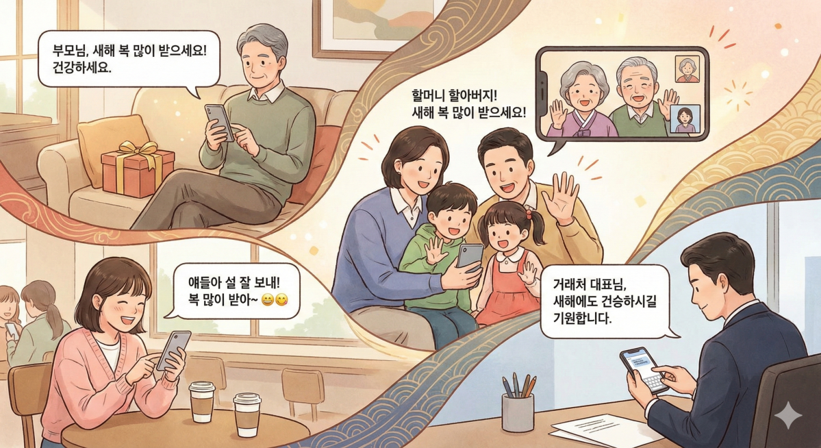 ▲2026 설 인사말 고민 끝…설날 안부문자 문구 총정리 (출처=제미나이 나노바나나 AI 기반 편집 이미지)