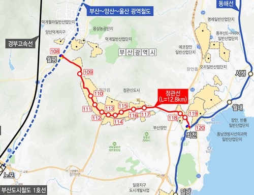 ▲정관선 노선도 (사진제공=부산시)