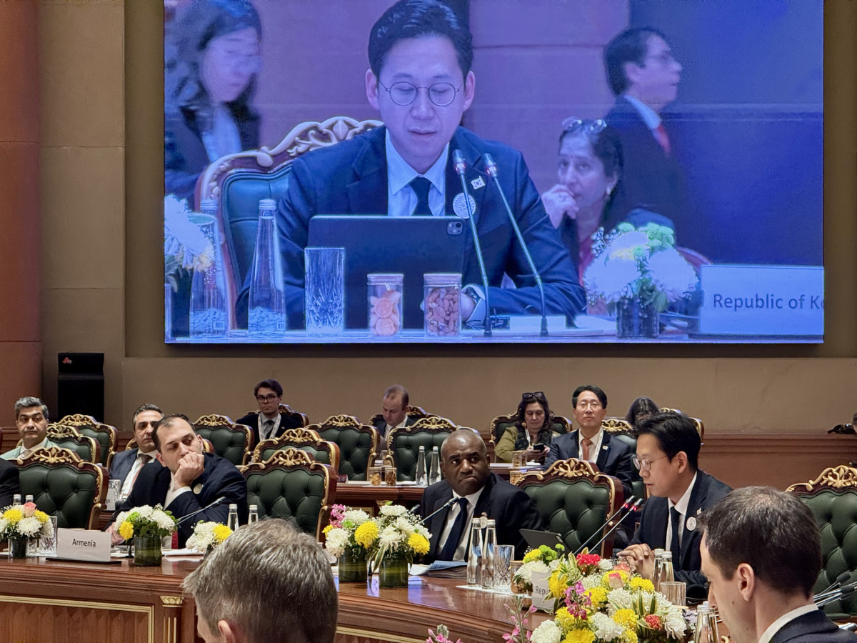 ▲19일 인도 AI 영향 정상회의 수석대표 세션에서 발언하는 배경훈 부총리 겸 과기정통부 장관. (사진제공=과기정통부)