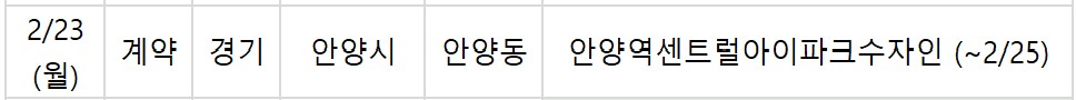▲23일 예정된 청약 관련 일정. (부동산R114)