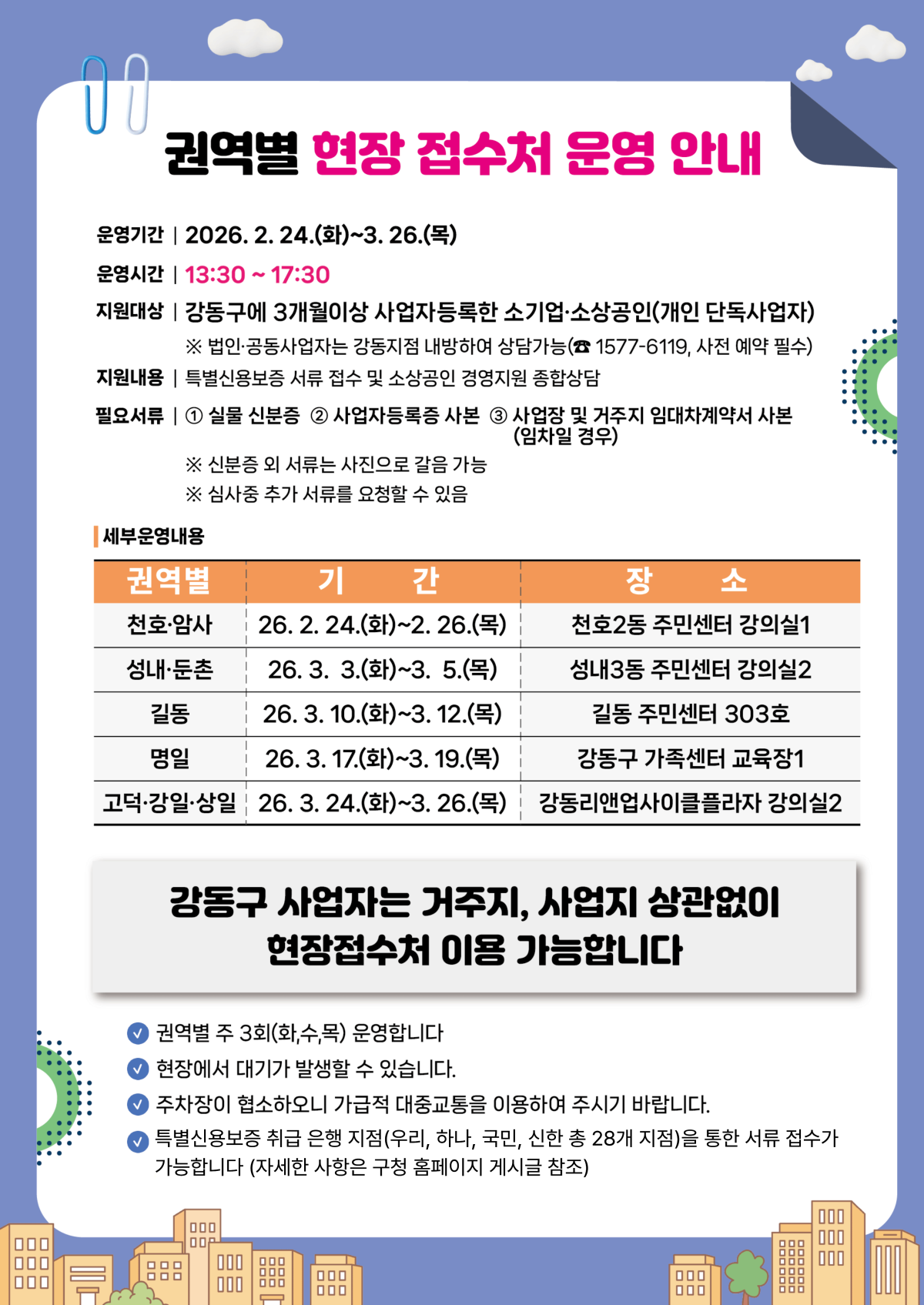▲강동구 특별 신용보증 대출 지원 사업 개요. (사진 제공 = 강동구)