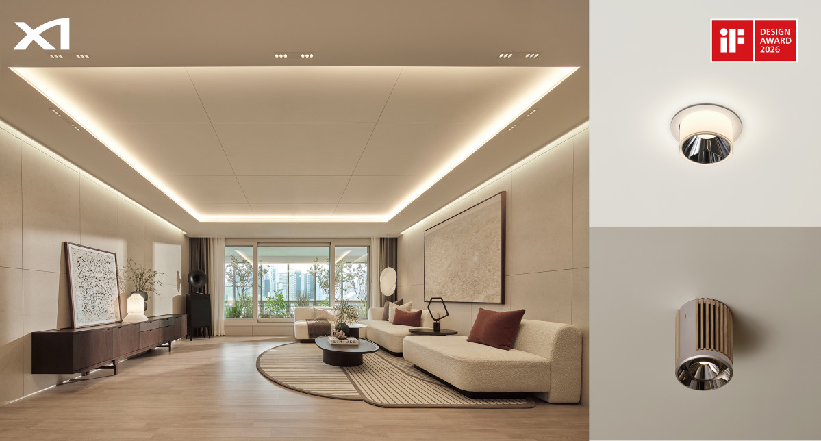 ▲'iF디자인 어워드 2026' 제품 디자인 Lighting 부문으로 수상한 자이(Xi) 조명 디자인 Glowveil(좌측), Sequence(우측 상단), Tode(우측 하단) (GS건설 제공)