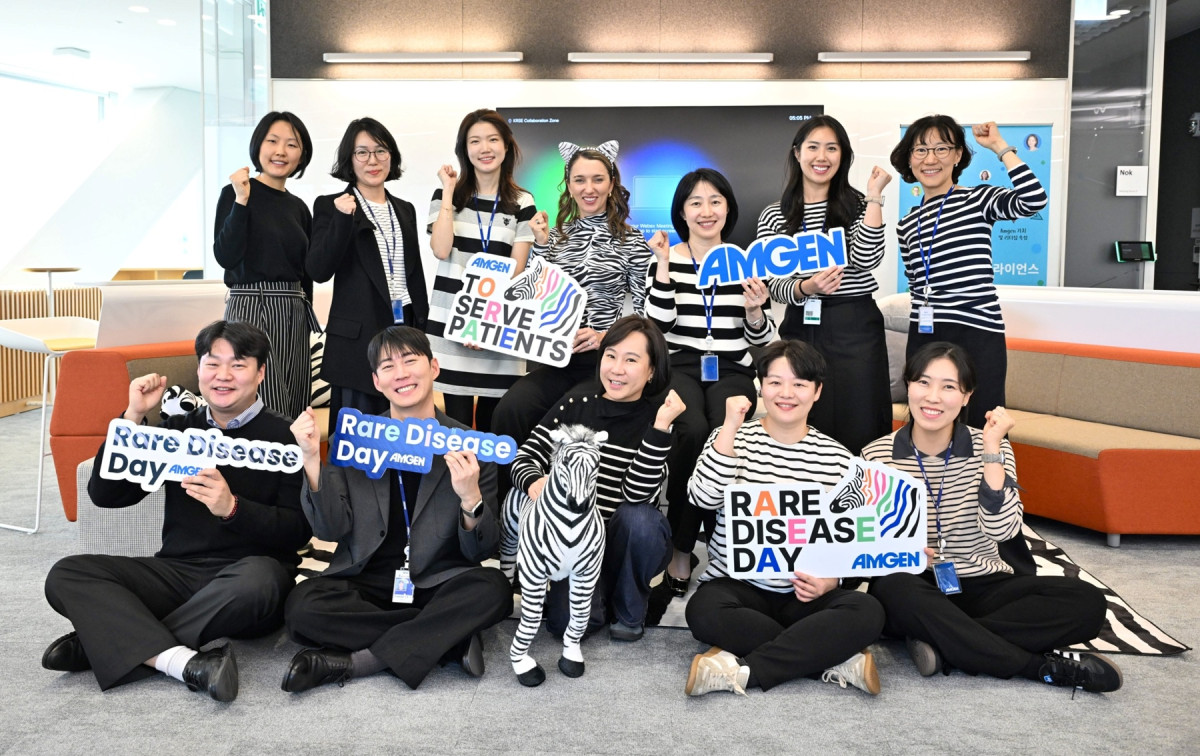 ▲암젠코리아가 2월 28일 세계 희귀질환의 날을 앞둔 지난 25일 갑상선 안병증 질환 인식 개선을 위한 사내 행사를 개최했다. (사진제공=암젠코리아)