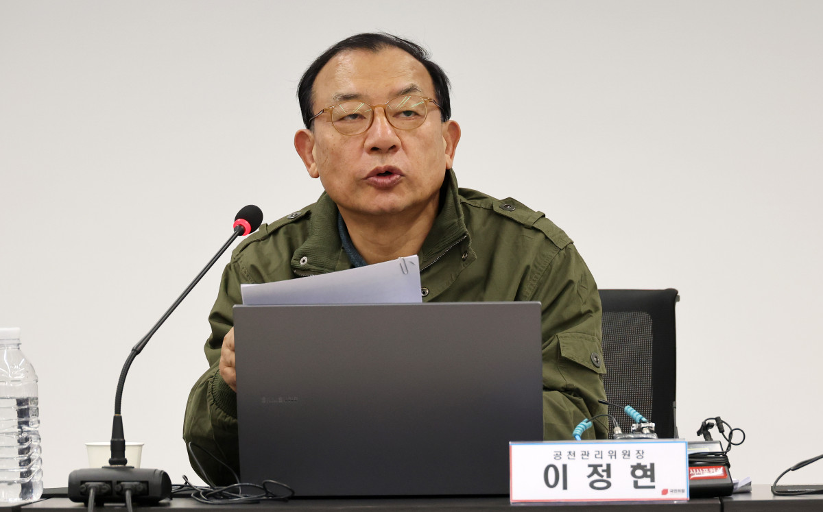 ▲이정현 국민의힘 공천관리위원장이 26일 서울 영등포구 여의도 중앙당사에서 열린 제9회 전국동시지방선거 중앙당 공천관리위원회 ３차 회의에서 발언하고 있다. (연합뉴스)