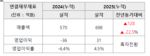 ▲2025년 연결기준 실적 (자료제공=펨트론)