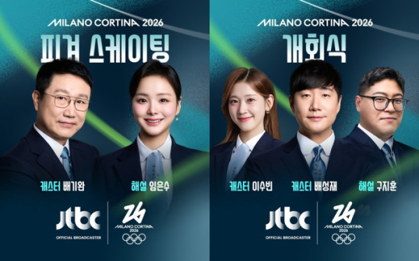 ▲'밀라노 동계올림픽' 피겨 단체전, 개회식 중계진(사진제공=JTBC)