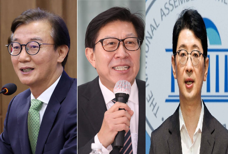 ▲좌로부터 전재수 전 해양수산부장관- 박형준 부산시장- 주진우 국회의원 (연합뉴스)