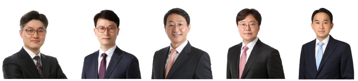 ▲왼쪽부터 고일광·전기철·송길대·박성호·이원호 변호사 (법무법인 바른)