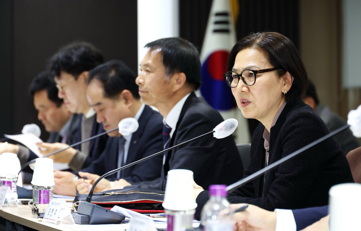 ▲오현주 국가안보실 제3차장이 21일 서울 영등포구 중소기업중앙회에서 민관 경제안보 실무 점검회의를 주재하고 있다. (뉴시스)