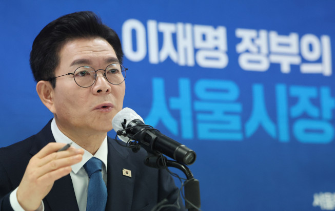 ▲정원오 더불어민주당 서울시장 예비후보가 11일 서울 중구 상연재 별관에서 열린 프레스데이에서 발언하고 있다. (연합뉴스)