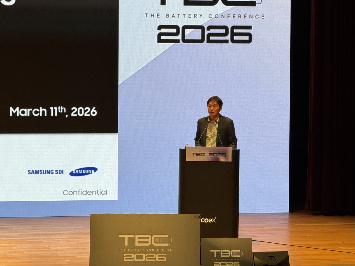 ▲주용락 삼성SDI 연구소장이 11일 서울 삼성동 코엑스에서 열린 ‘인터배터리 2026’ 부대 행사인 ‘더 배터리 컨퍼런스’에서 발표하고 있다. 김민서 기자 viajeporlune@