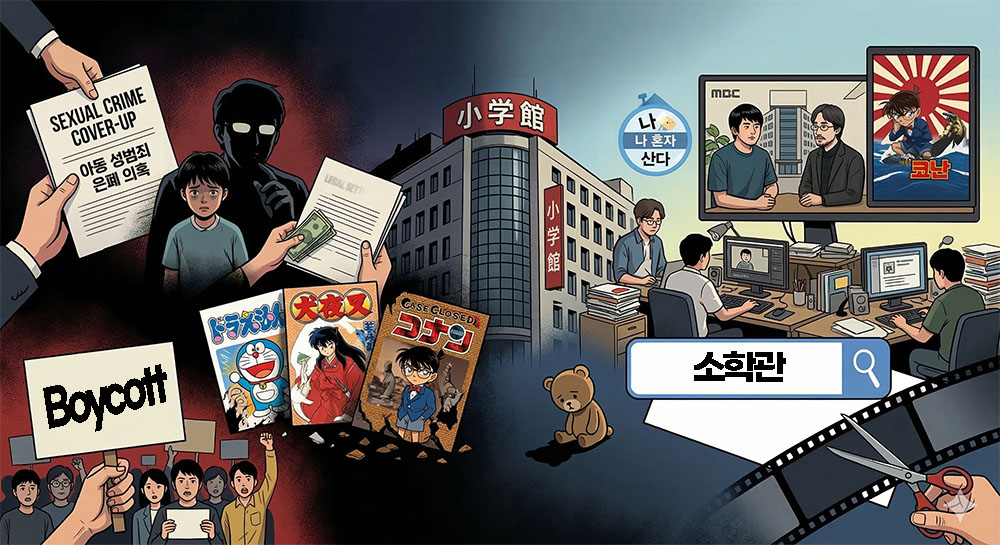 ▲'나혼산' 속 '소학관', 비난 속출한 이유, '나혼자 산다' 기안84·이토 준지 편 논란 (출처=제미나이 나노바나나 AI 기반 편집 이미지)