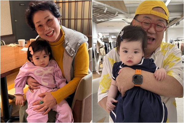▲박수홍의 딸 재이와 배우 선우용녀(왼), 개그맨 이용식. (출처=박수홍SNS)