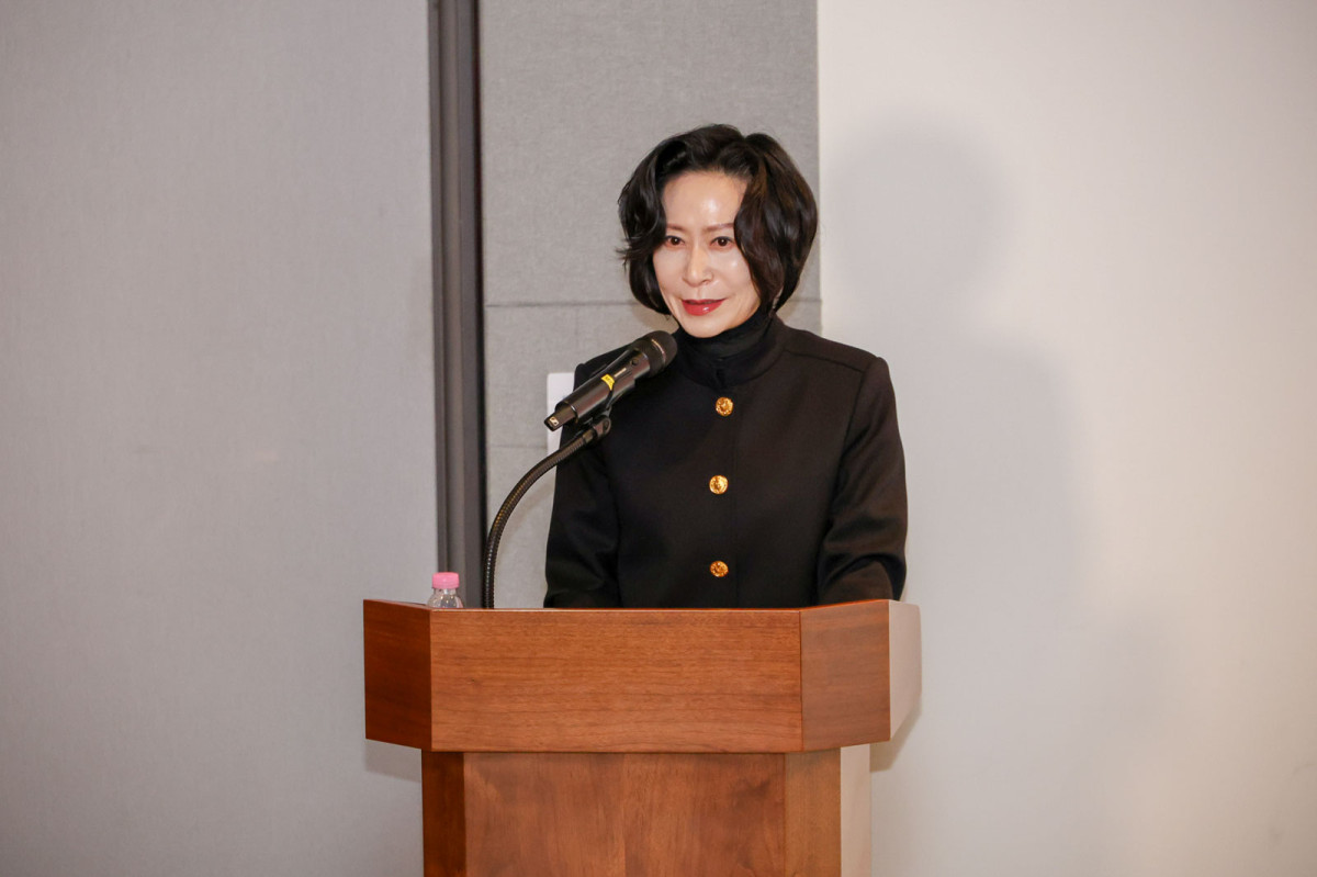 ▲인사말을 하고 있는 롯데장학재단 장혜선 이사장 (사진제공=롯데장학재단)
