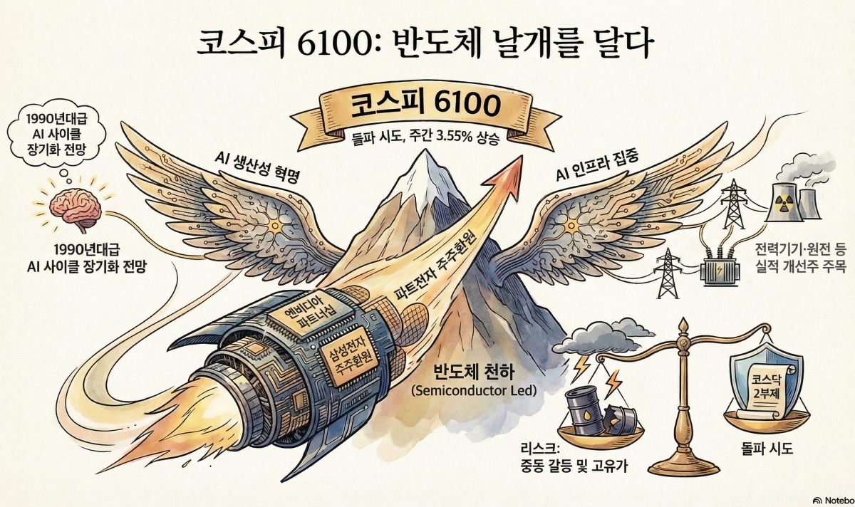 ▲20일 NH투자증권은 다음 주 코스피 예상 밴드를 5500~6100으로 제시했다. (출처=노트북LM)