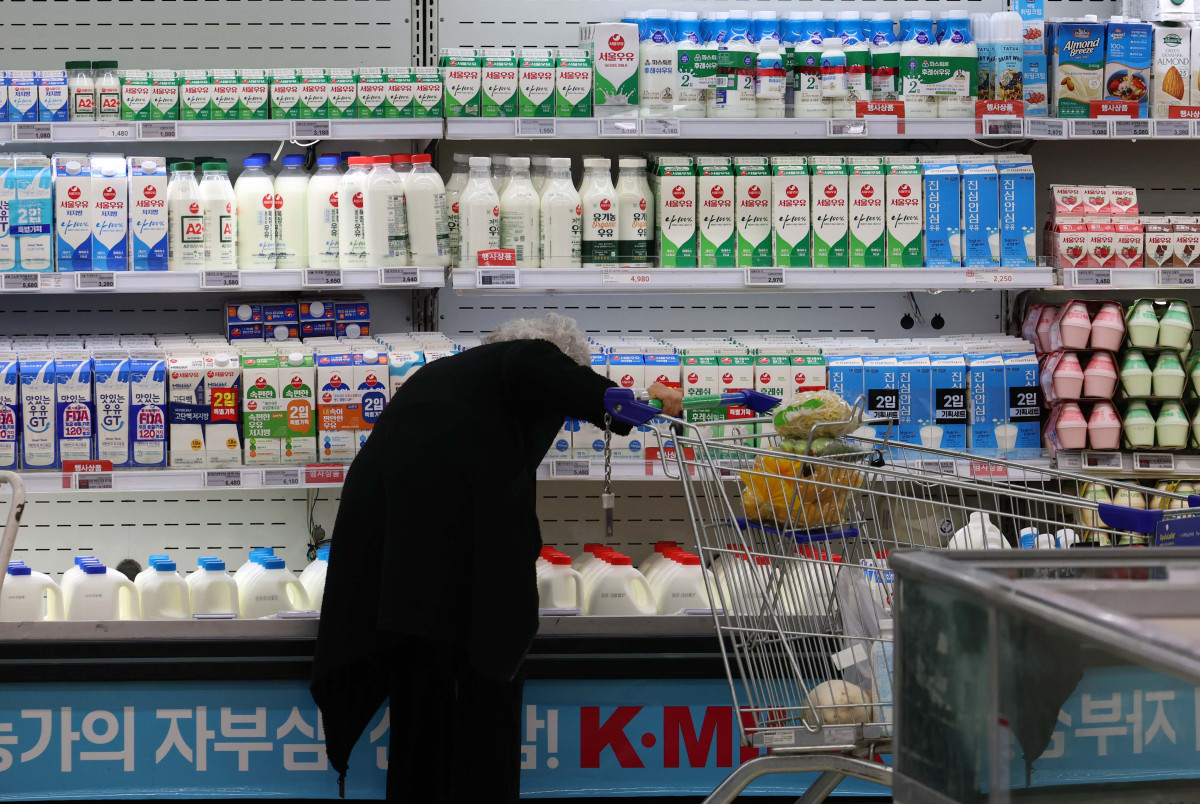 ▲지난해 1인당 흰 우유 소비량이 최저치로 줄어들면서 우유업계의 고민이 깊어지고 있다. 23일 낙농진흥회에 따르면 지난해 국내 1인당 흰 우유 소비량은 22.9㎏으로 전년(25.3㎏)보다 9.5% 감소했다. 이는 흰 우유 소비가 본격적으로 증가한 1980년대 후반 이후 최저치다. 흰 우유 소비량은 2021년 26.6㎏에서 2024년 25.3㎏으로 꾸준히 줄다가 지난해에는 감소 폭이 크게 확대됐다. 이날 서울의 한 대형마트에 우유가 진열돼 있다. 신태현 기자 holjjak@