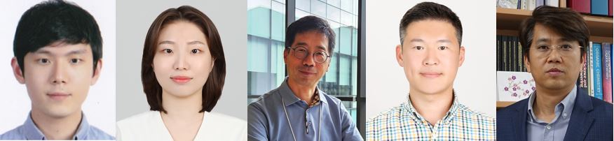 ▲(왼쪽부터) 고려대 대학원 융합생명공학과 김재균 박사과정(제1저자), 원예진 석사(공동 제1저자), LG화학 윤정훈 부장, 경북대 식품공학부 김동현 교수(공동 교신저자), 고려대 생명과학대학 식품공학과 및 대학원 융합생명공학과 김경헌 교수(교신저자). (사진=고려대)