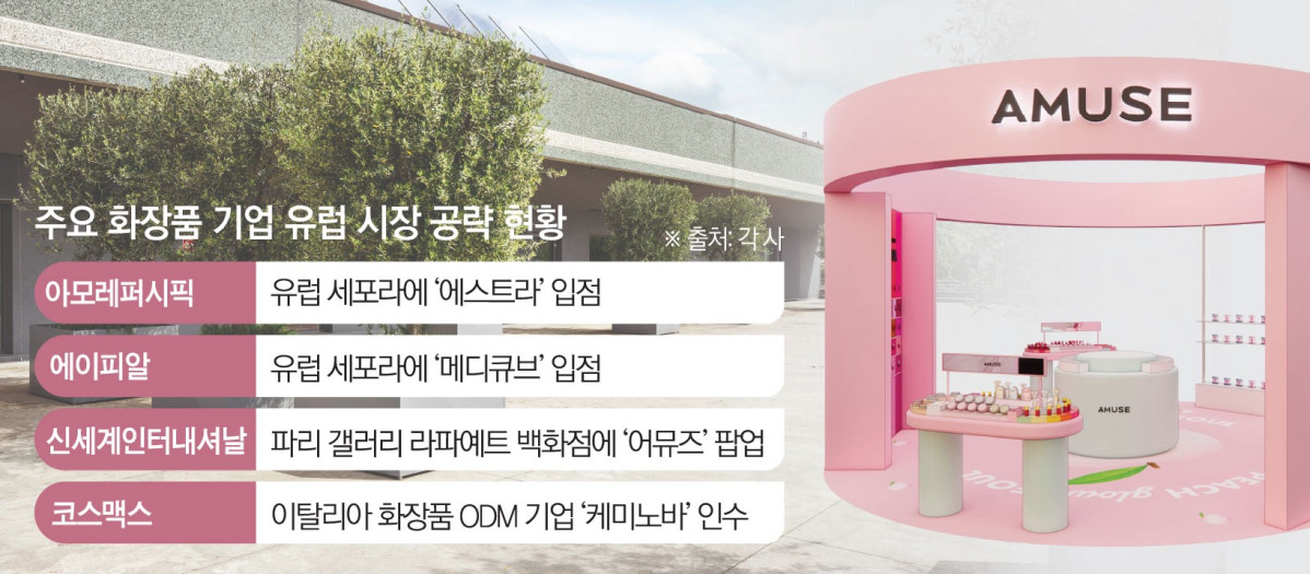 ▲주요 화장품 기업 유럽 시장 공략 현황 (이투데이 그래픽팀=김소영 기자)