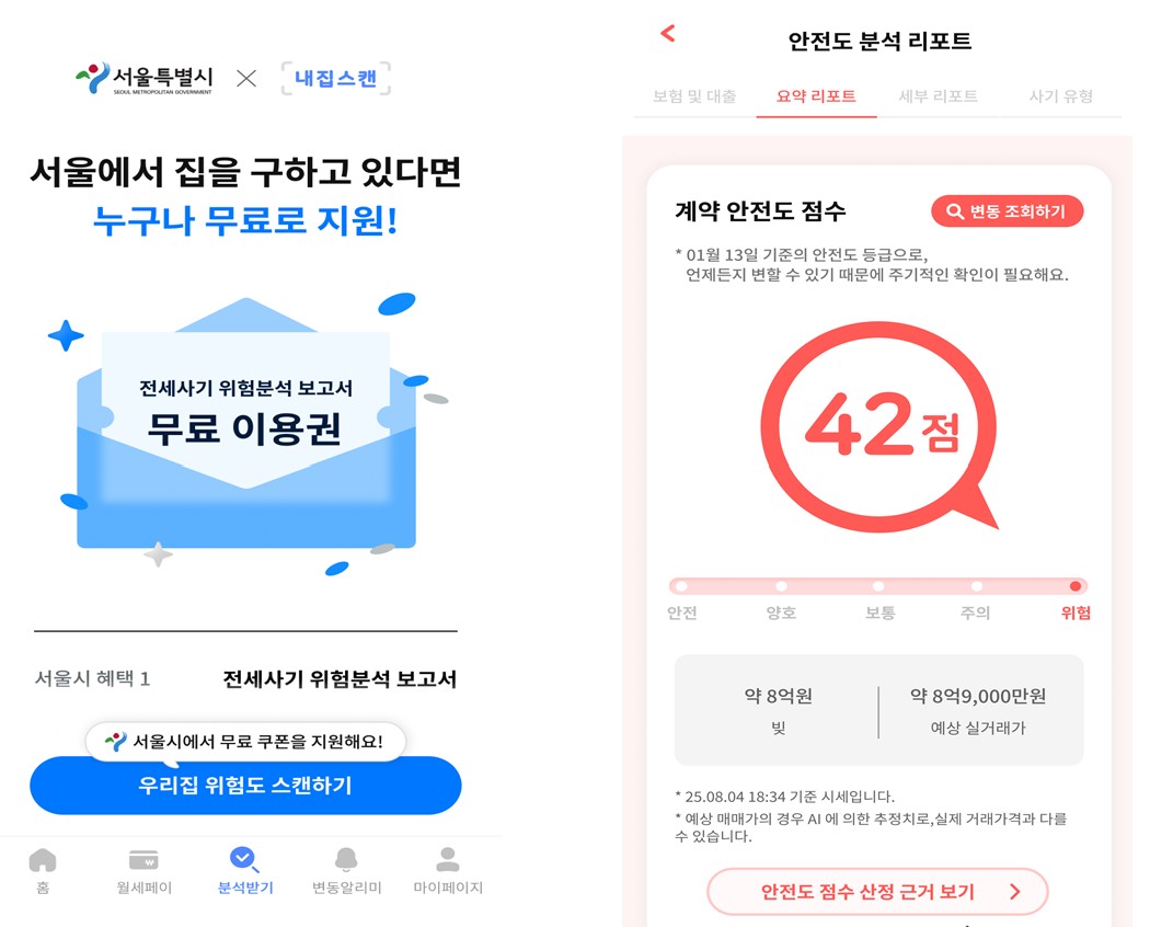 ▲전세사기 위험 분석 보고서 제공 예시 화면 (서울시)