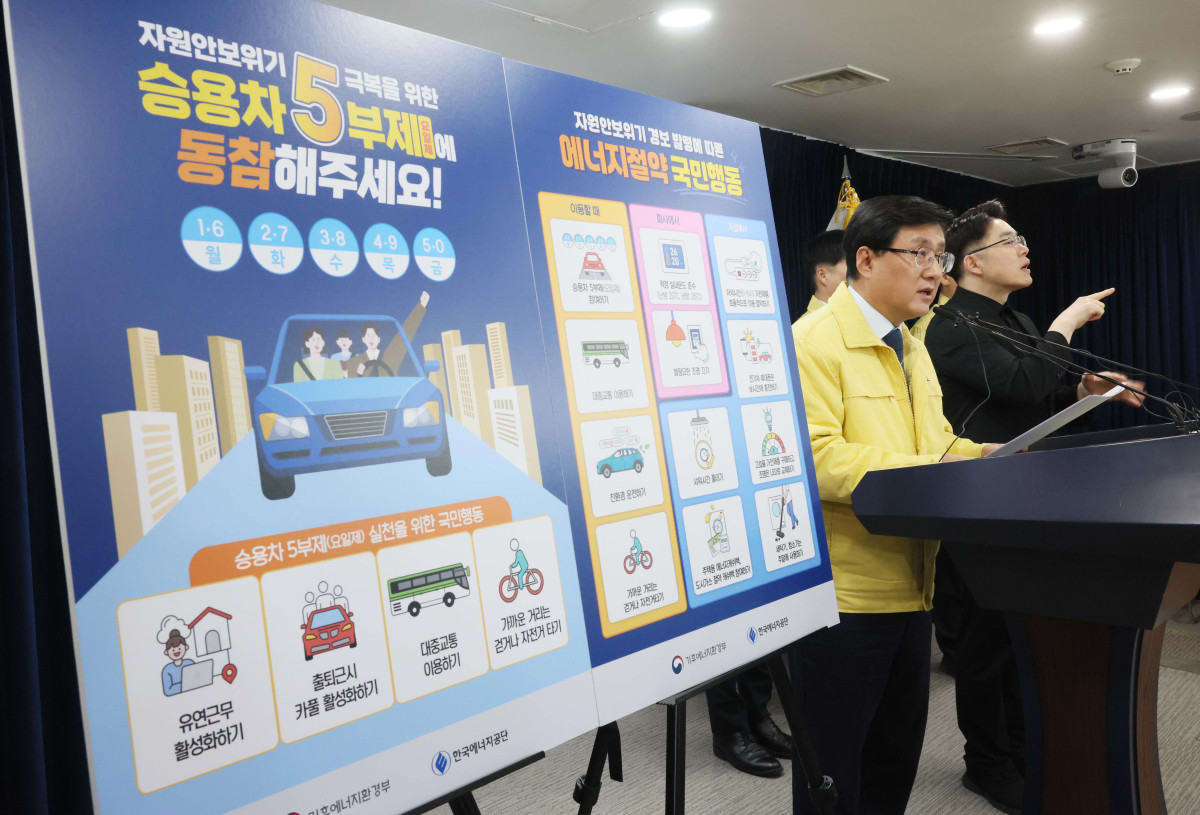 ▲김성환 기후에너지환경부 장관이 24일 서울 종로구 정부서울청사에서 중동상황에 따른 에너지 절약 조치 발표 브리핑을 하고 있다. 신태현 기자 holjjak@