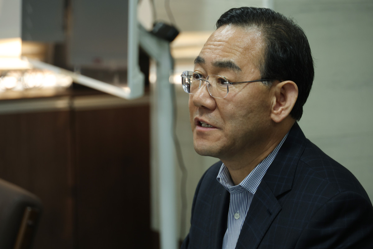 ▲대구시장 선거에 출마하는 주호영 국회부의장이 20일 국민의힘 대구시당에서 긴급 기자회견을 하고 공천 관련 입장을 밝히고 있다. (연합뉴스)