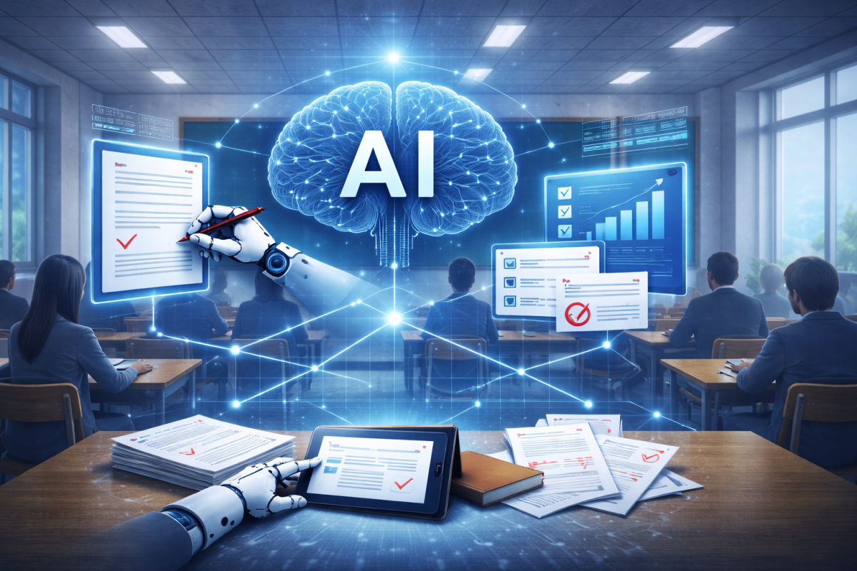 ▲서울시교육청은 부산광역시교육청, 인천광역시교육청과 ‘AI 서·논술형 평가지원시스템 공동 운영’을 위한 업무협약(MOU)을 체결한. (이미지=ChatGPT 생성)