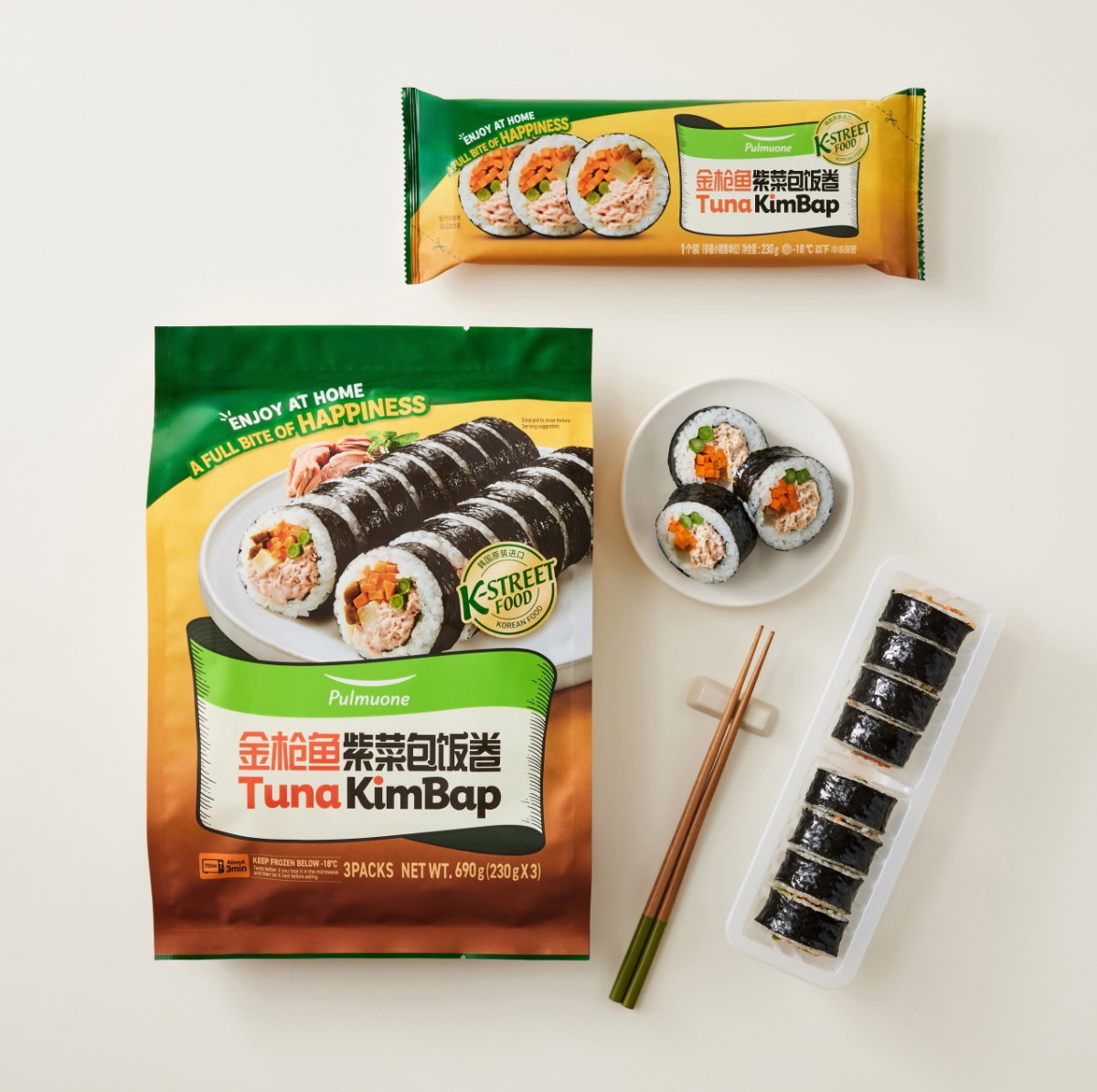 ▲풀무원이 중국에서 판매하고 있는 'Tuna Kimbap(한식참치김밥)'. (사진제공=풀무원)