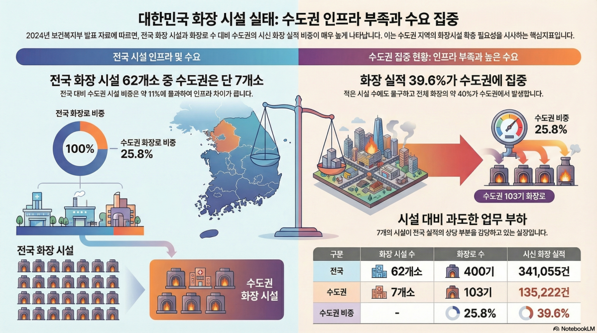 ▲전국 화장시설 실태 (notebookLM 제작) (보건복지부)