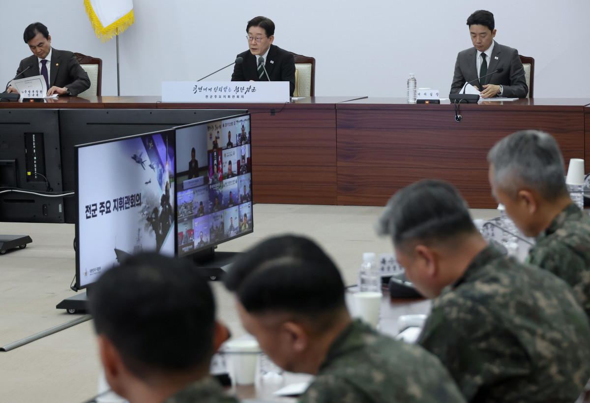 ▲이재명 대통령이 27일 서울 국방부에서 전군주요지휘관회의를 주재하고 있다. 사진=연합뉴스