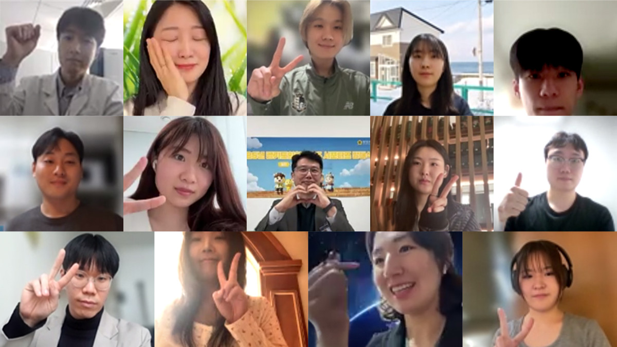 ▲경기도의회가 27일 온라인으로 개최한 '2026년 SNS 서포터즈' 발대식에서 17명의 서포터즈들이 화면을 통해 각자의 포부를 밝히고 있다. (경기도의회)