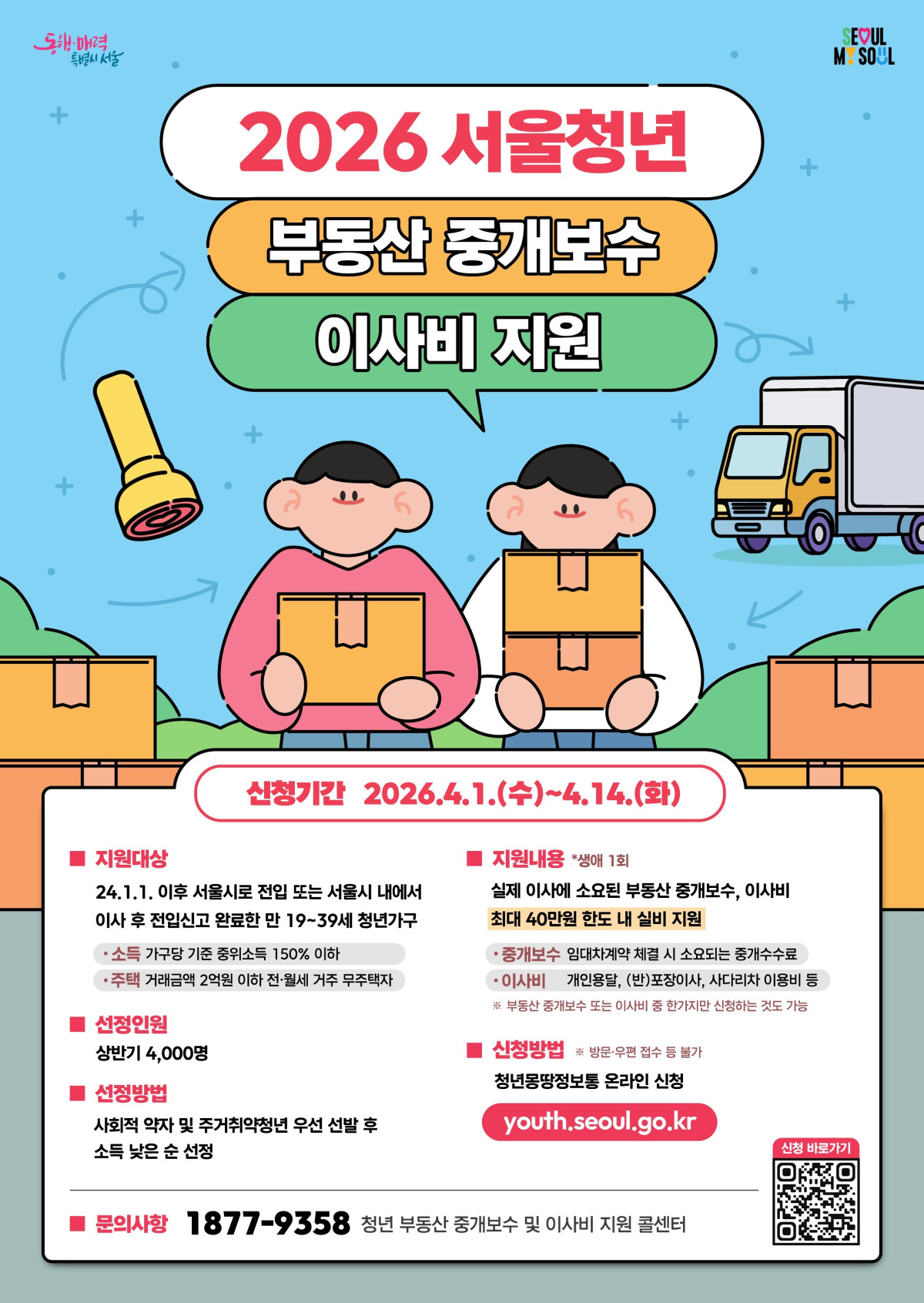 ▲'청년 부동산 중개보수 및 이사비 지원사업' 홍보 포스터 (서울시)
