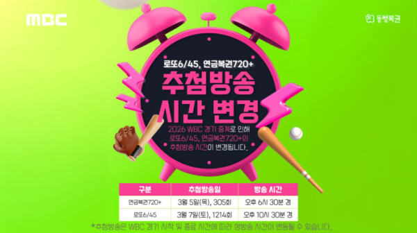 ▲로또 추첨시간 변경(사진제공=MBC)